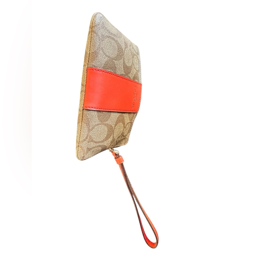 Coach Brown and Coral Red Wristlet - Picture 7 of 10